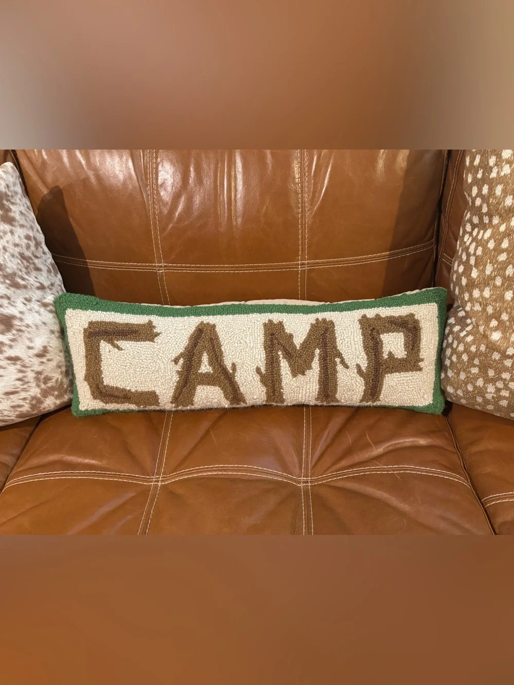 Camp LLC “CAMP Hooked Pillow” 23” x 8.5”